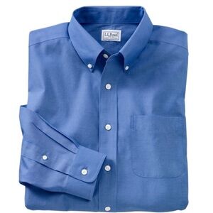L.L. Bean Mens Wrinkle Resistant Pinpoint Oxford Cloth Shirt Slim Fit Size 18 35